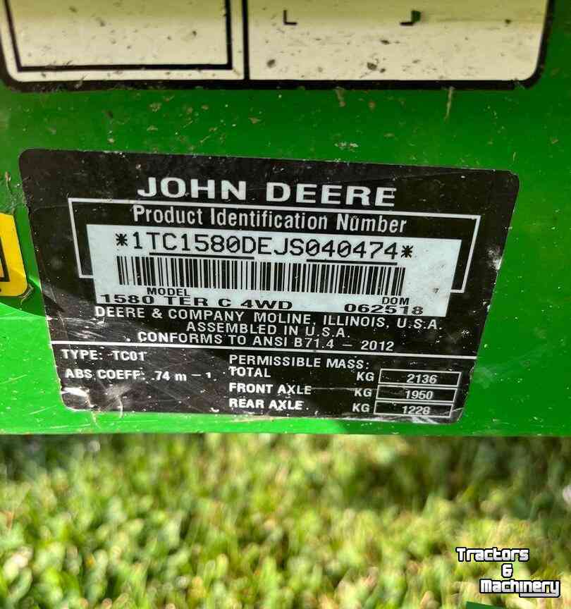 Selbstfahrende Mähwerk John Deere 1580 Zonder Maaidek