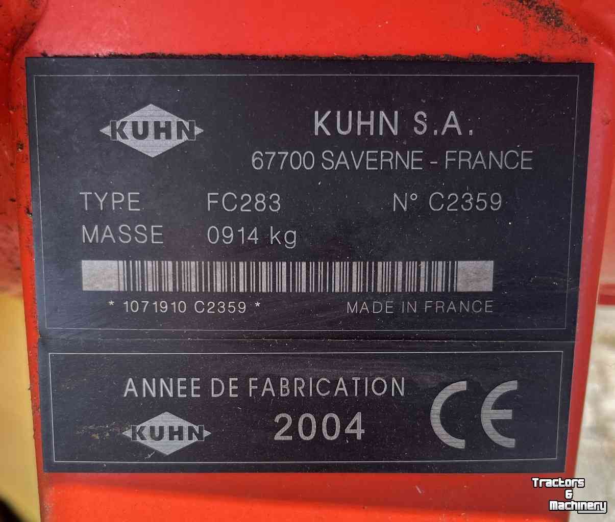 Mähwerk Kuhn FC283 schijvenmaaier achtermaaier weidebouwmachines